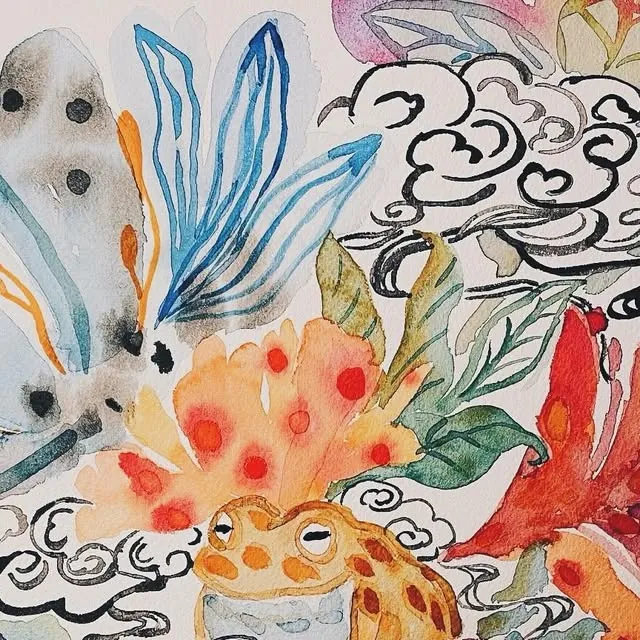 I love toads — watercolour, ink by Lida